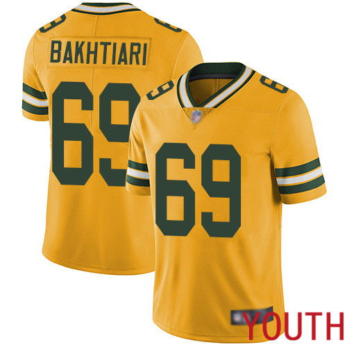Green Bay Packers Limited Gold Youth #69 Bakhtiari David Jersey Nike NFL Rush Vapor Untouchable